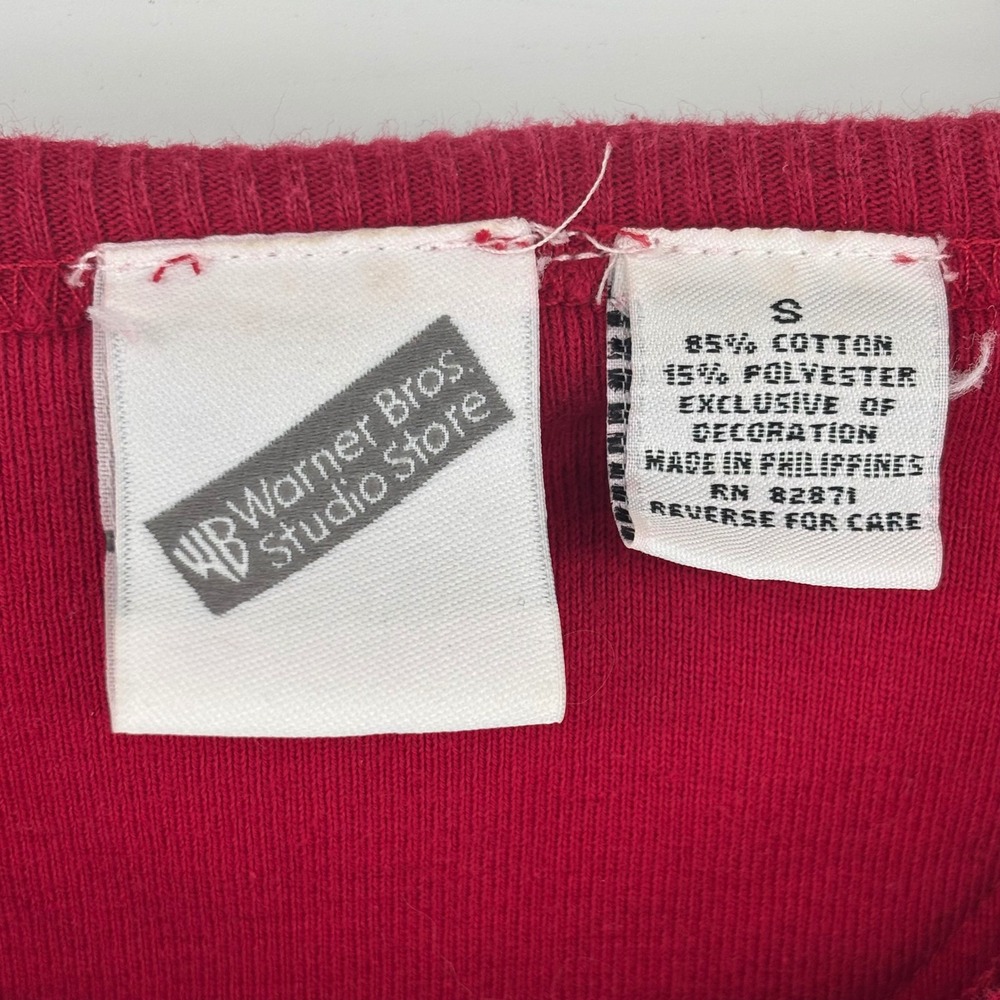 Vintage Warner Bros Studio Store Bugs Bunny Embroidered Red Sweatshirt Small - Picture 3 of 7